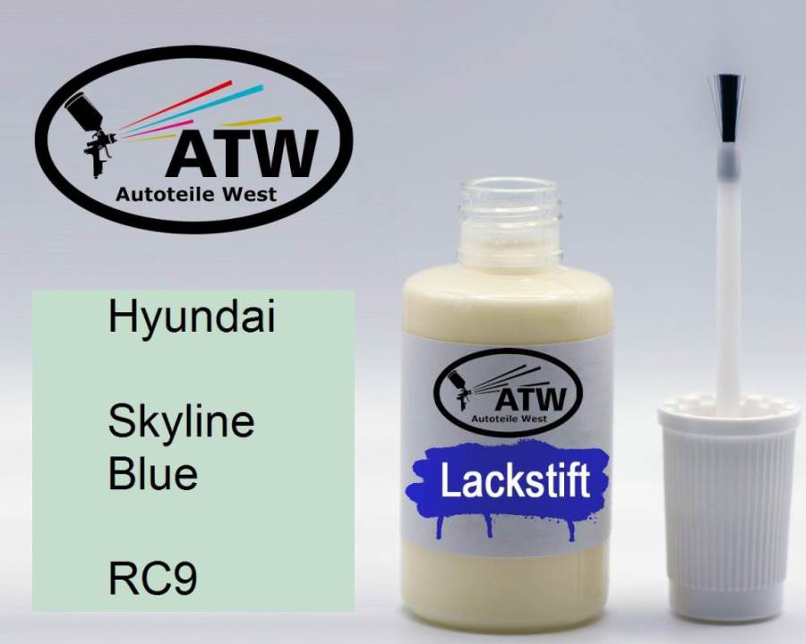 Hyundai, Skyline Blue, RC9: 20ml Lackstift, von ATW Autoteile West.